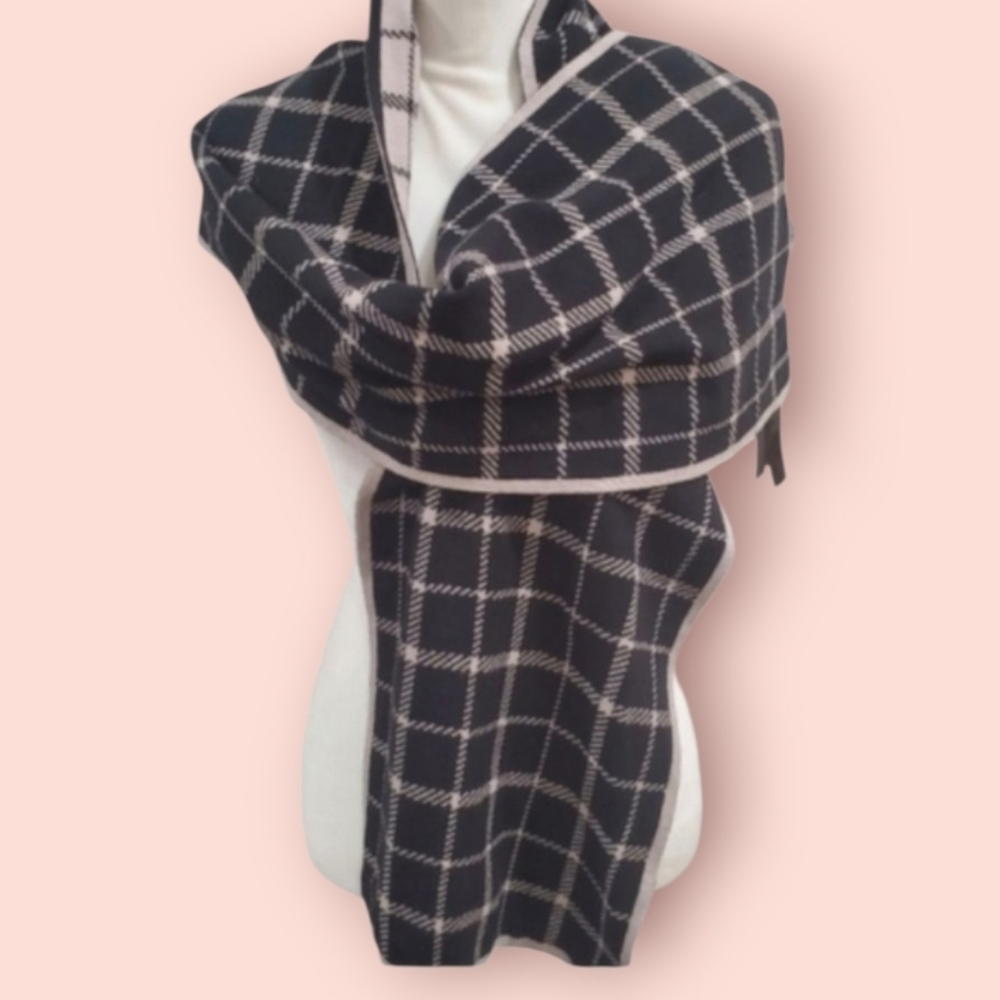 Coach tattersall reversible wooll And cotton blend winter scarf,